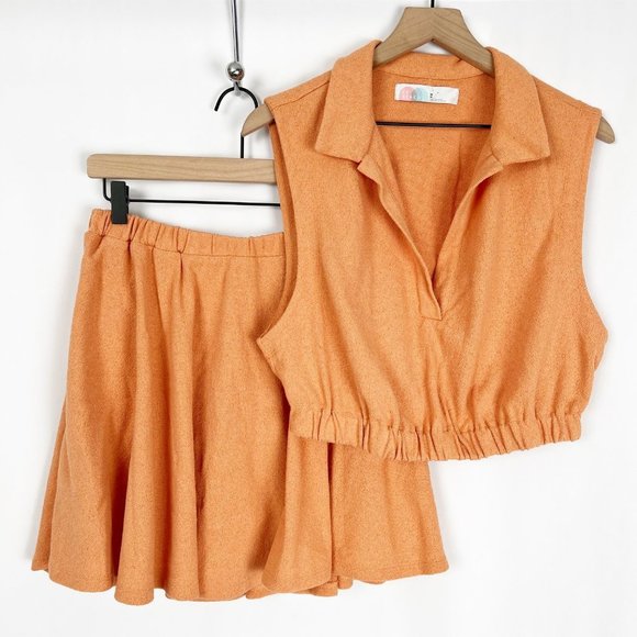 Free People Beach Ace Set Matching Two Piece Skort Skirt Shorts Cropped Tank Top - Picture 6 of 16